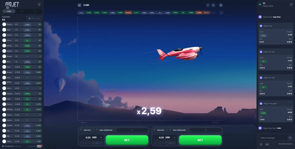 Air Jet Payouts and Coefficients